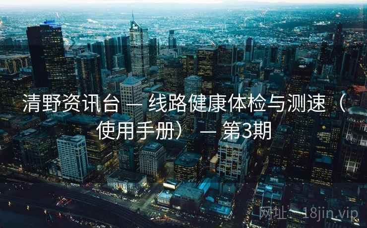 清野资讯台 — 线路健康体检与测速（使用手册） — 第3期